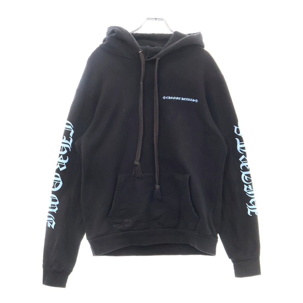 CHROME HEARTS(クロムハーツ) SWTSHRT PLVR プルオーバーパーカー フーディー 袖英字プリント ブラック/ブルー