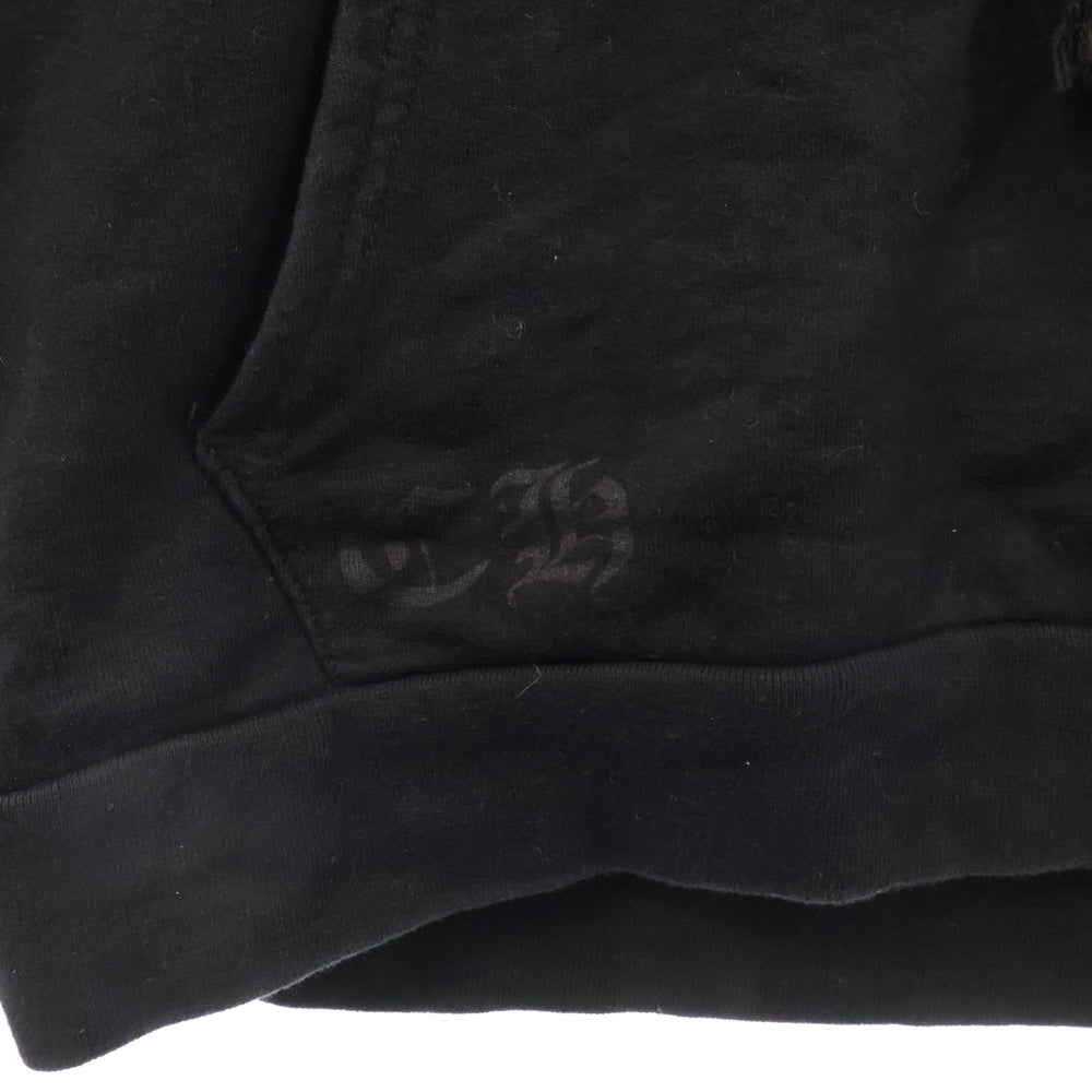 CHROME HEARTS(クロムハーツ) SWTSHRT PLVR プルオーバーパーカー フーディー 袖英字プリント ブラック/ブルー