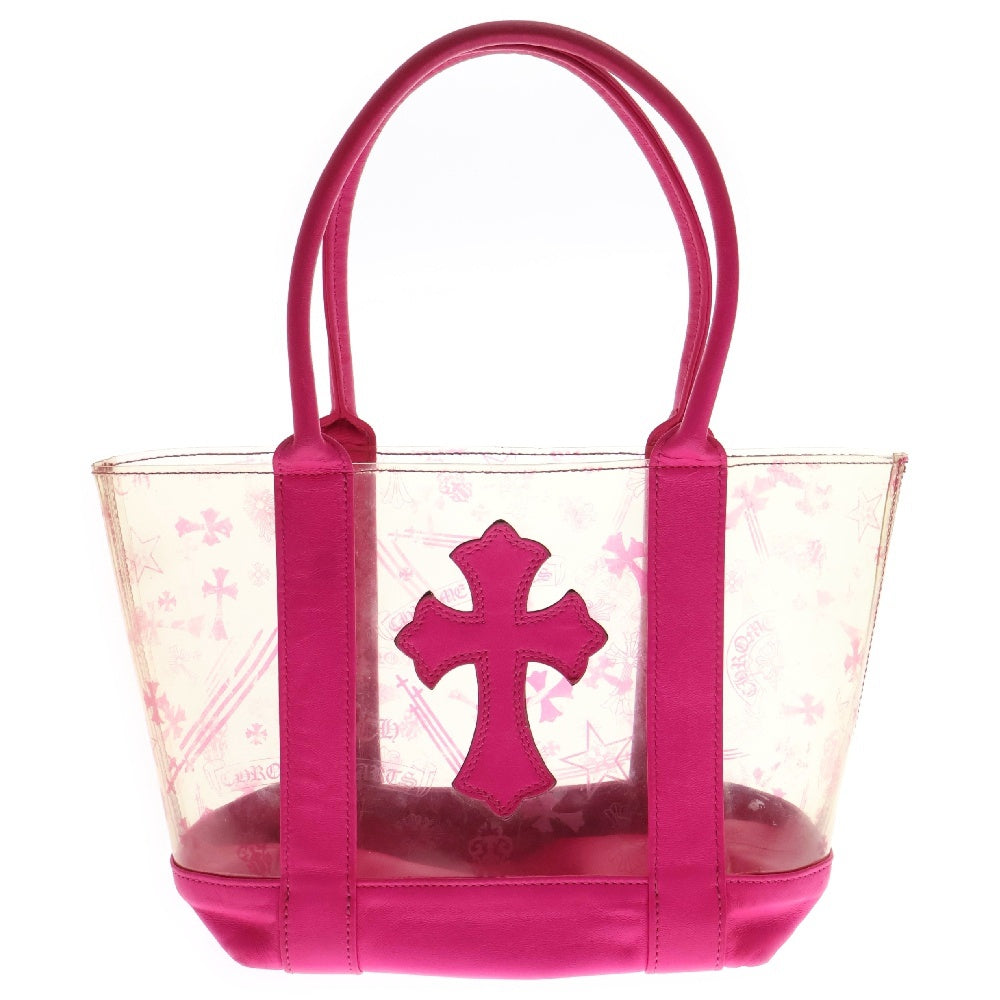 CHROME HEARTS(クロムハーツ) TOTE MINI VINYL トートミニ クロスパッチ ビニール レザートートバッグ クリア/ピンク