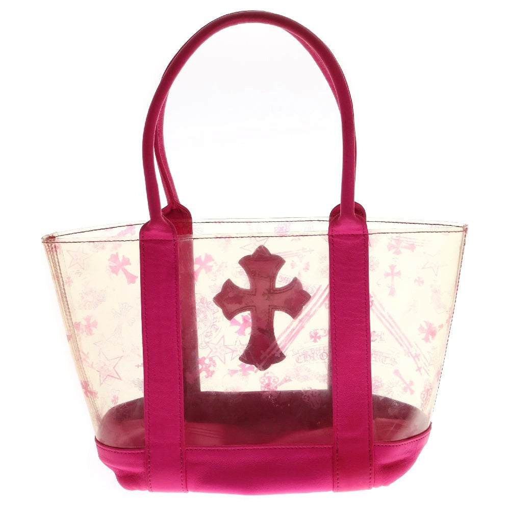 CHROME HEARTS(クロムハーツ) TOTE MINI VINYL トートミニ クロスパッチ ビニール レザートートバッグ クリア/ピンク