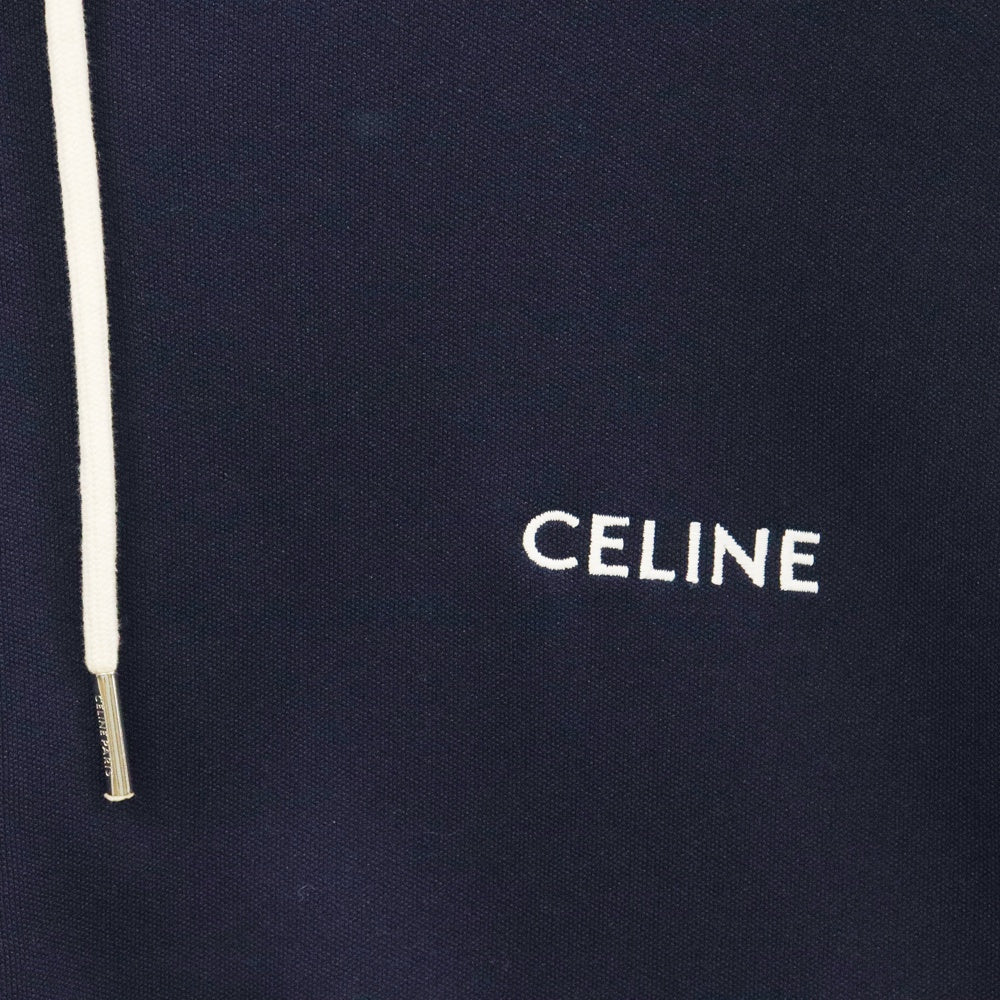 CELINE(セリーヌ) 23AW TRACKSUIT JACKET IN DOUBLE FACE JERSEY フード付きジップアップトラックスーツジャケット フーディー ネイビー 2Y58B121O