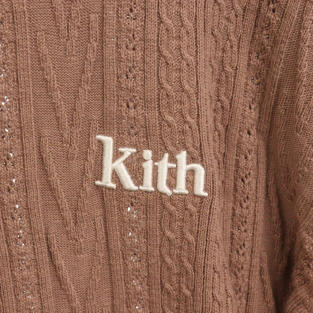 KITH(キス) 21SS Tilden Vintage Crewneck Sweater ロゴ刺繍 クルーネックニットセーター ブラウン KH2658