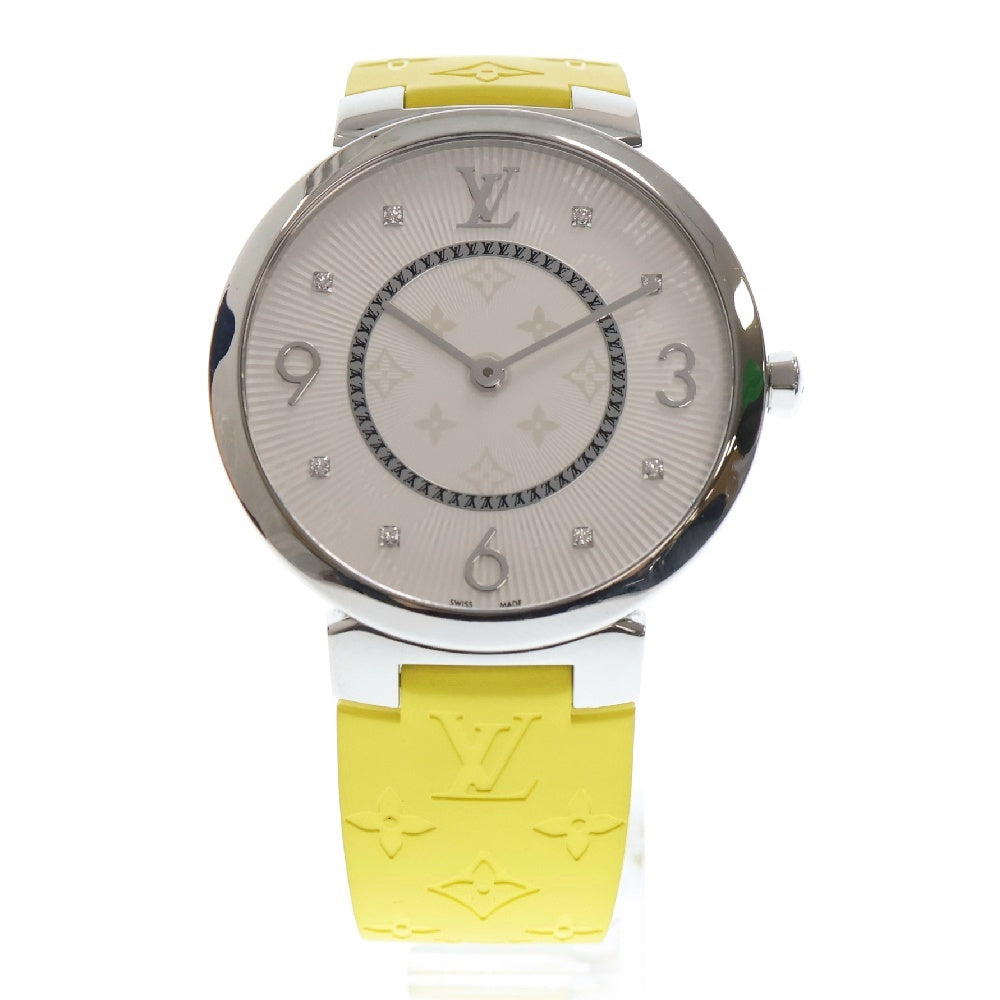 LOUIS VUITTON(ルイヴィトン) Tambour Slim Monogram タンブール スリム モノグラム 8Pダイヤ クォーツ時計 腕時計 ホワイト/イエロー Q1E01