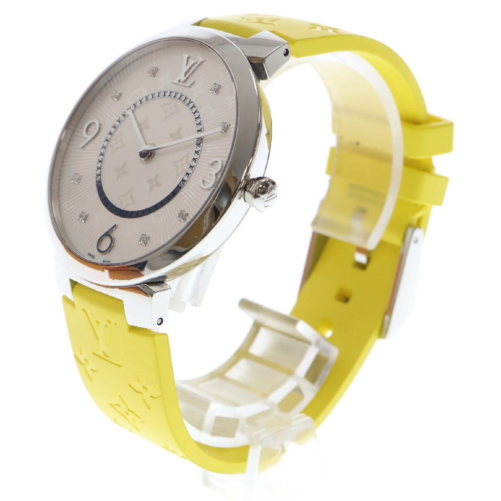 LOUIS VUITTON(ルイヴィトン) Tambour Slim Monogram タンブール スリム モノグラム 8Pダイヤ クォーツ時計 腕時計 ホワイト/イエロー Q1E01