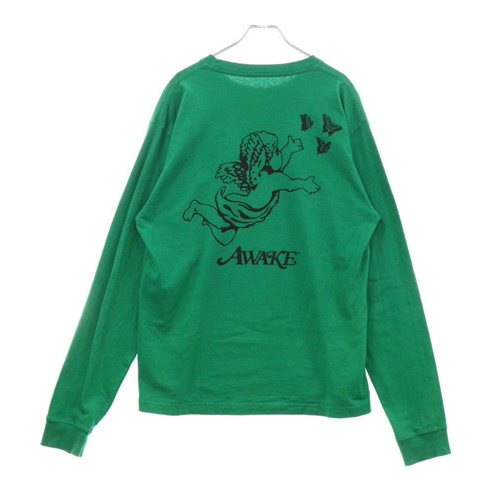 Girls Don't Cry(ガールズドントクライ) ×AWAKE NY COMPLEXCON L/S TEE アウェイク エンジェルプリント 長袖Tシャツ グリーン
