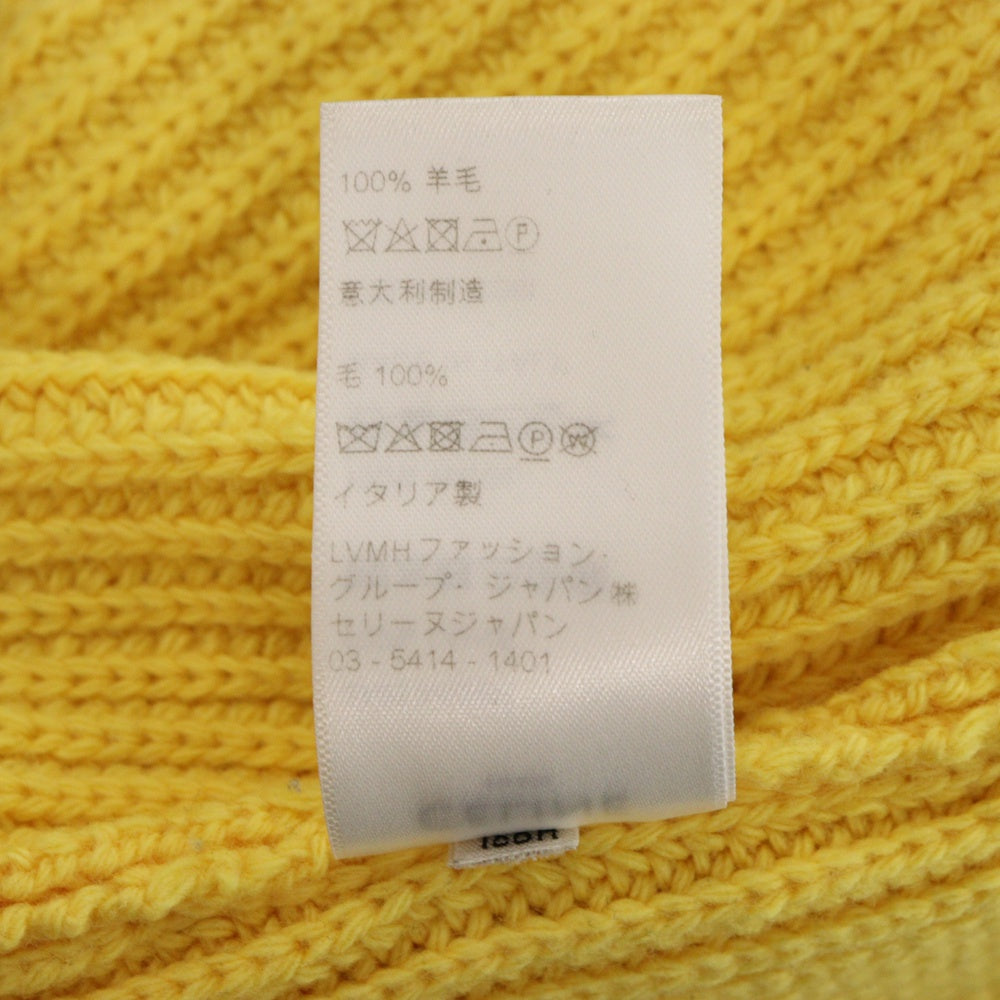 CELINE(セリーヌ) Wool Knit Hoodie フロントロゴ プルオーバーニットパーカー フーディー イエロー 2A85W423P