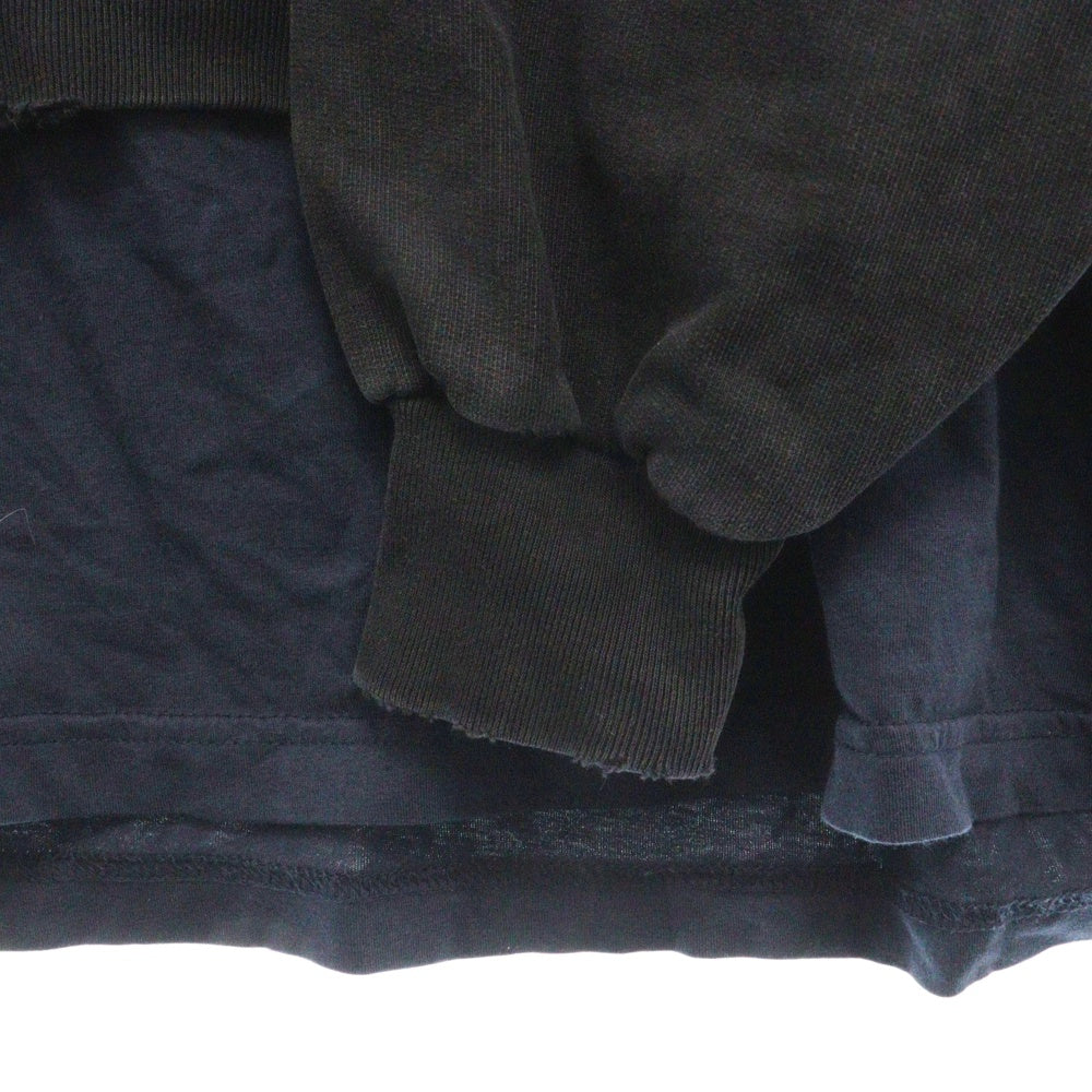 BALENCIAGA(バレンシアガ) 22AW Be differrent Hoodie デストロイ加工 Be differrent刺繍レイヤードプルオーバースウェットパーカー フーディー ブラック 720406 TNVB4