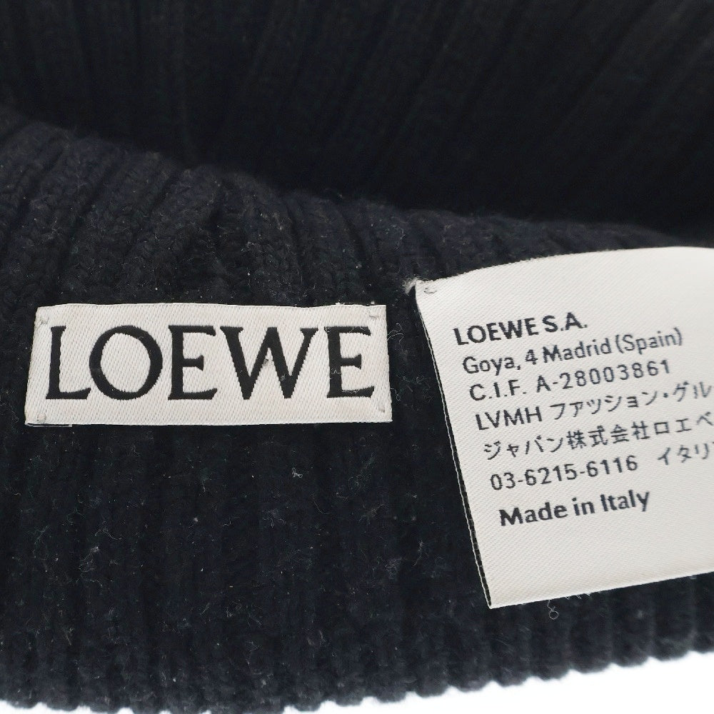 LOEWE(ロエベ) Wool Logo Beanie F540257X23 ウール ロゴビーニー ニット帽 ブラック