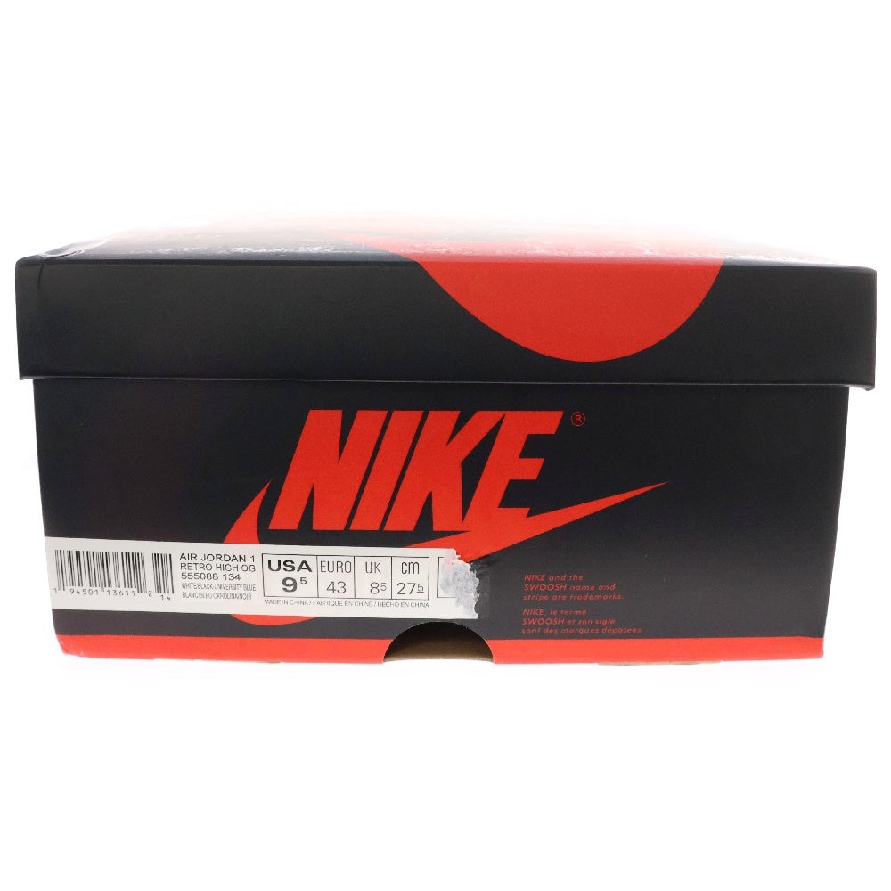 NIKE(ナイキ) AIR JORDAN 1 RETRO HIGH OG UNIVERSITY BLUE エアジョーダン1 レトロ ユニバーシティブルー ハイカットスニーカー ブルーUS9.5/27,5cm 555088-134