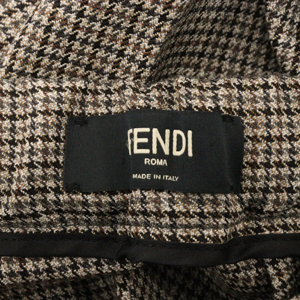 FENDI(フェンディ) 千鳥格子柄スラックスパンツ センタープレス ベージュ FB0479