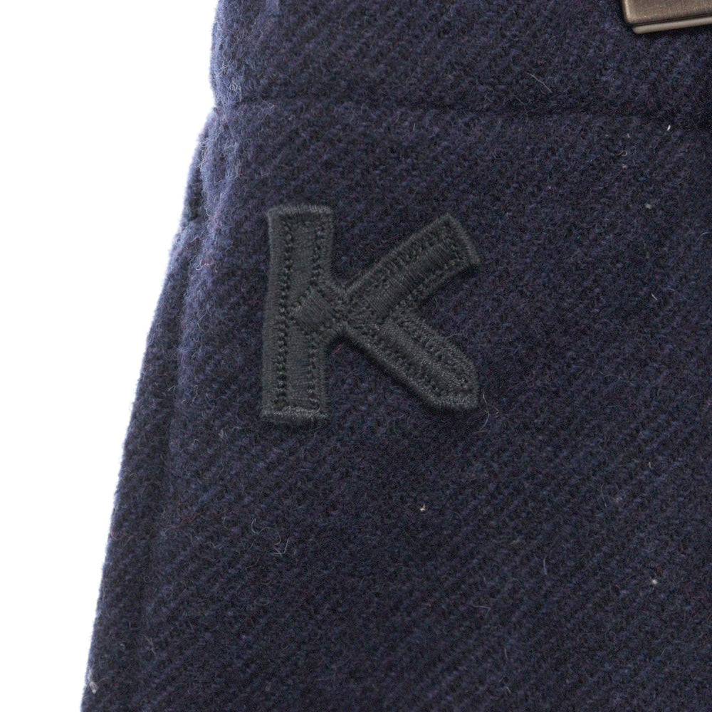 KENZO(ケンゾー) Wool Logo Patch Straight Pants FB65PA5001RB ウール ロゴパッチ ストレートパンツ ネイビー