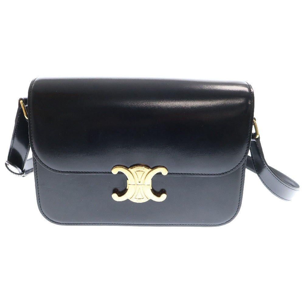 CELINE(セリーヌ) Classic triomphe shoulder bag クラシックトリオンフレザーショルダーバッグ ブラック 187363BF4.38NO