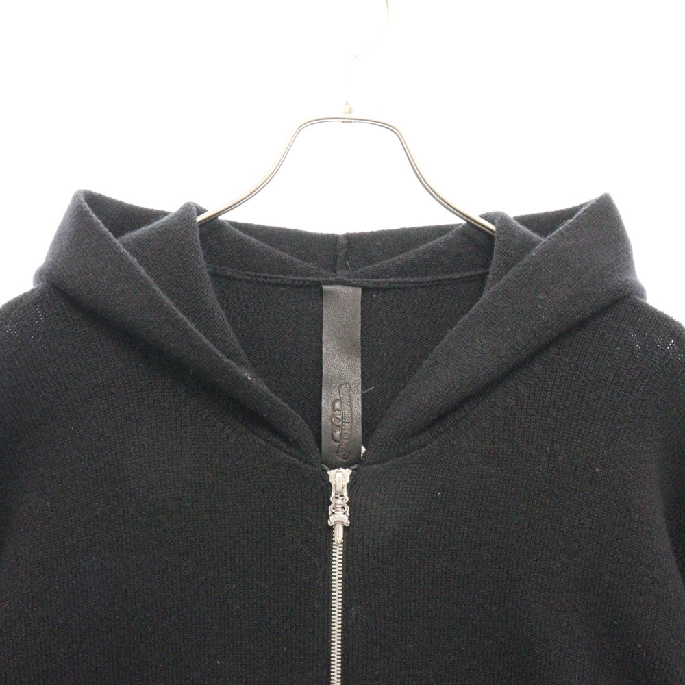CHROME HEARTS(クロムハーツ) SAILIN ON ZIP HD Cashmere Knit Zipup Hoodie セメタリークロス刺繍 カシミヤニットジップパーカー フーディ ブラック