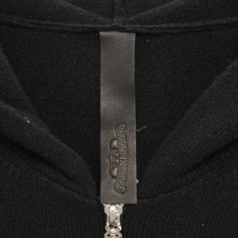 CHROME HEARTS(クロムハーツ) SAILIN ON ZIP HD Cashmere Knit Zipup Hoodie セメタリークロス刺繍 カシミヤニットジップパーカー フーディ ブラック