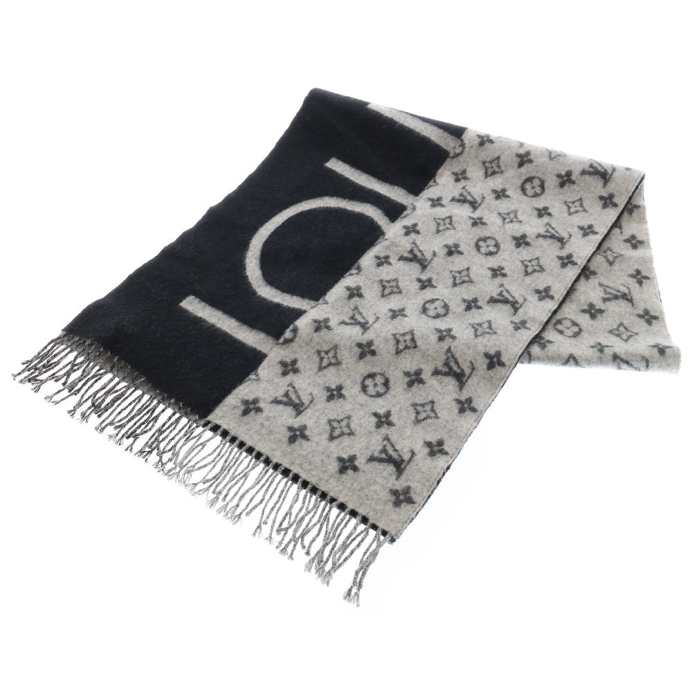 LOUIS VUITTON(ルイヴィトン) LV Logo Cashmere Scarf M70924 エシャルプ LVスプリット カシミヤ マフラー ストール ブラック/グレー