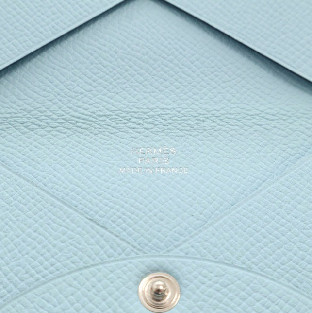 HERMES(エルメス) カルヴィ ヴォーエプソン シルバー金具 D刻印 小銭入れ ブルー