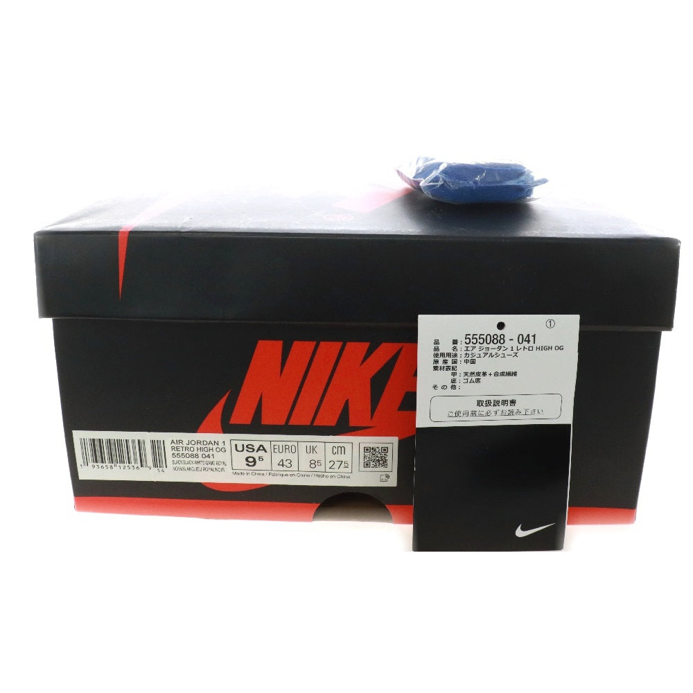 NIKE(ナイキ) AIR JORDAN1 RETRO HIGH OG ROYAL TOE 555088-041 エアジョーダン1 ロイヤルトゥ ハイカットスニーカー ホワイト/ブラック/ブルー US9.5/27.5cm