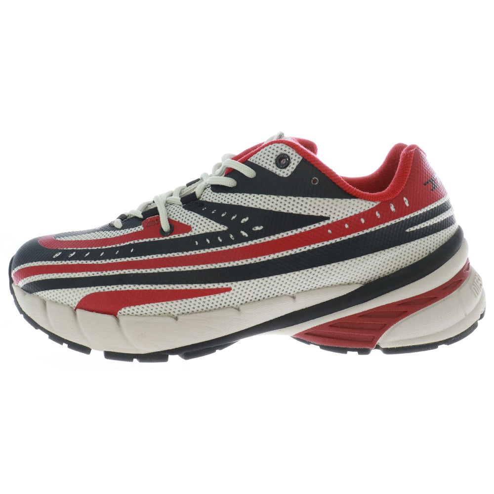 DIESEL(ディーゼル) D-Airspeed Low-Striped sneakers Y03436 Y6909 Dロゴメッシュローカットスニーカー ブラック/レッド