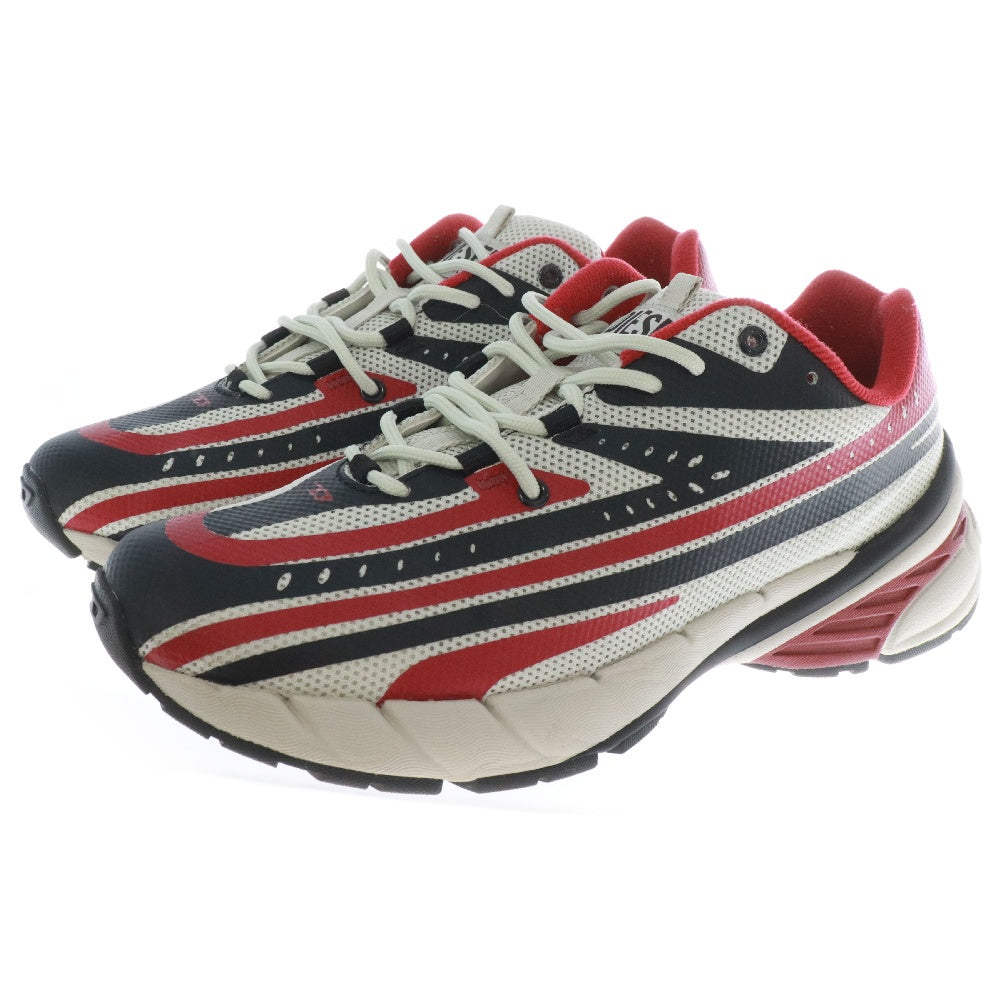 DIESEL(ディーゼル) D-Airspeed Low-Striped sneakers Y03436 Y6909 Dロゴメッシュローカットスニーカー ブラック/レッド