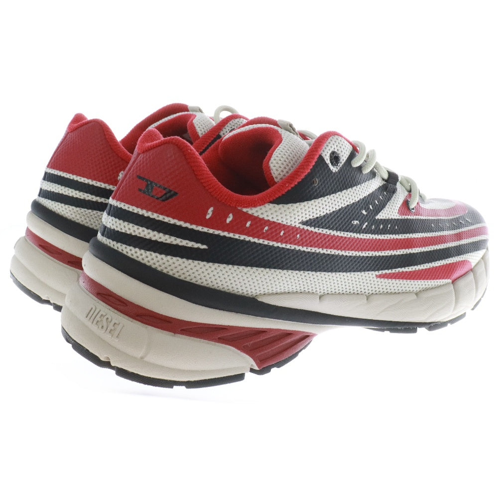 DIESEL(ディーゼル) D-Airspeed Low-Striped sneakers Y03436 Y6909 Dロゴメッシュローカットスニーカー ブラック/レッド