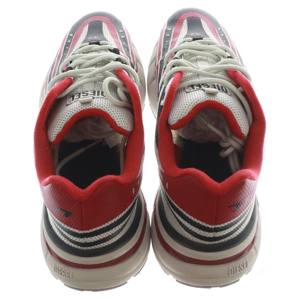 DIESEL(ディーゼル) D-Airspeed Low-Striped sneakers Y03436 Y6909 Dロゴメッシュローカットスニーカー ブラック/レッド