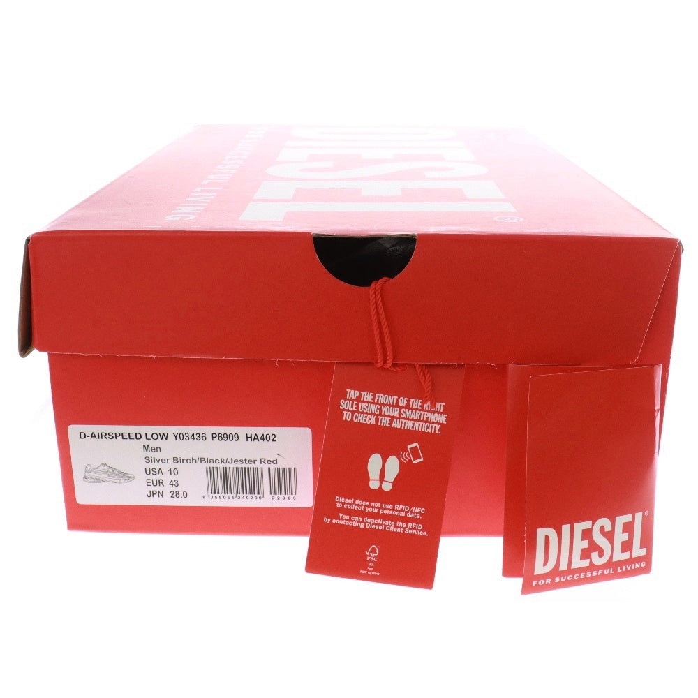DIESEL(ディーゼル) D-Airspeed Low-Striped sneakers Y03436 Y6909 Dロゴメッシュローカットスニーカー ブラック/レッド