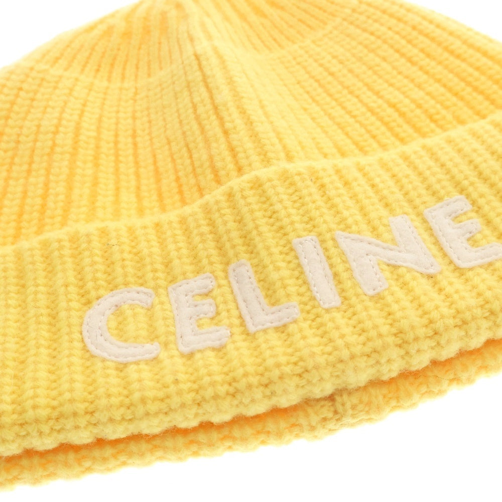 CELINE(セリーヌ) Embroidered Knit Wool Beanie 2A61W535Q エンブロイダリー ロゴ ウール ビーニー ニット帽 イエロー