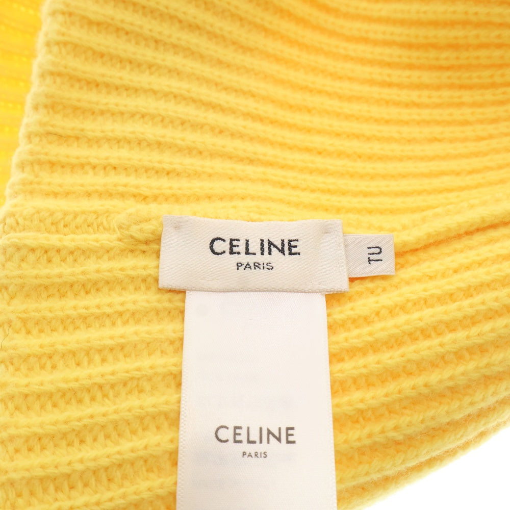 CELINE(セリーヌ) Embroidered Knit Wool Beanie 2A61W535Q エンブロイダリー ロゴ ウール ビーニー ニット帽 イエロー
