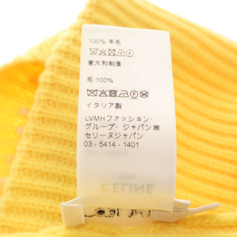 CELINE(セリーヌ) Embroidered Knit Wool Beanie 2A61W535Q エンブロイダリー ロゴ ウール ビーニー ニット帽 イエロー