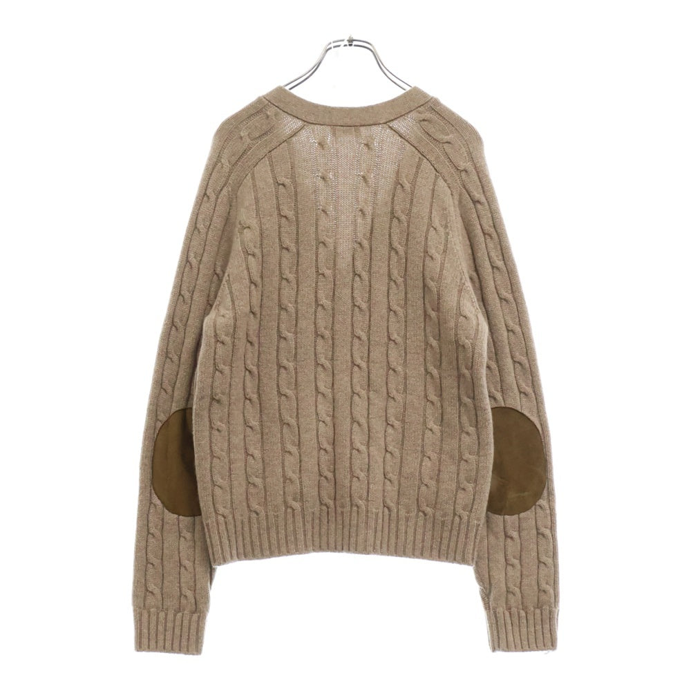 CELINE(セリーヌ) 23AW Triomphe Cardigan Cable Knit Cashmere 2AD5G362W トリオンフ エルボーパッチ ケーブルニット カーディガン セーター ブラウン