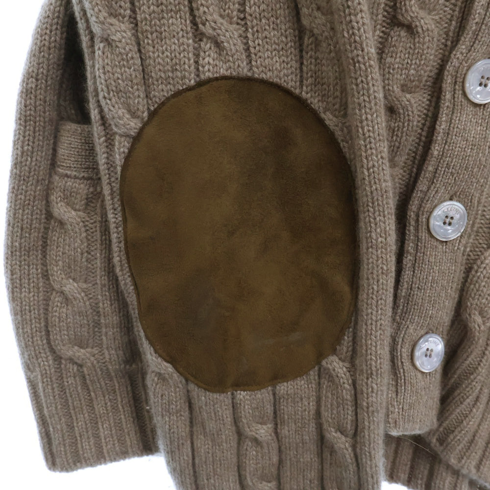 CELINE(セリーヌ) 23AW Triomphe Cardigan Cable Knit Cashmere 2AD5G362W トリオンフ エルボーパッチ ケーブルニット カーディガン セーター ブラウン