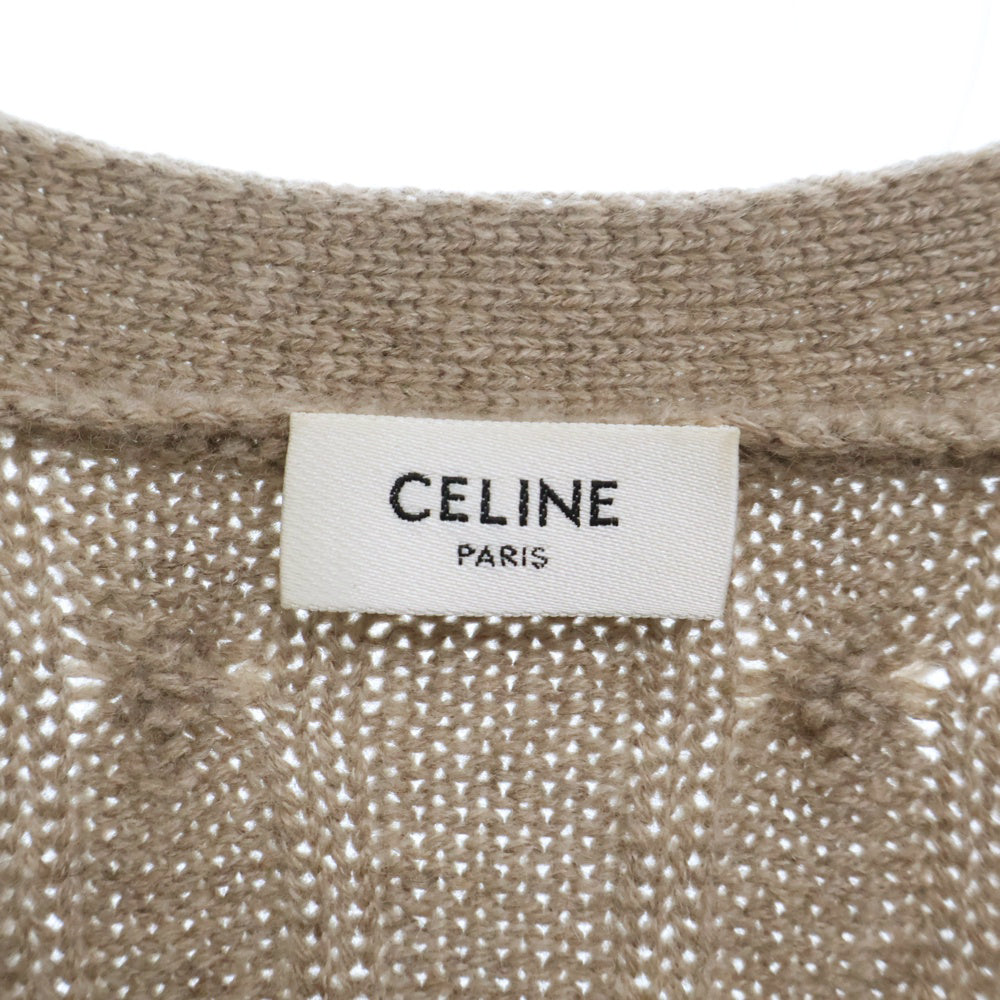 CELINE(セリーヌ) 23AW Triomphe Cardigan Cable Knit Cashmere 2AD5G362W トリオンフ エルボーパッチ ケーブルニット カーディガン セーター ブラウン