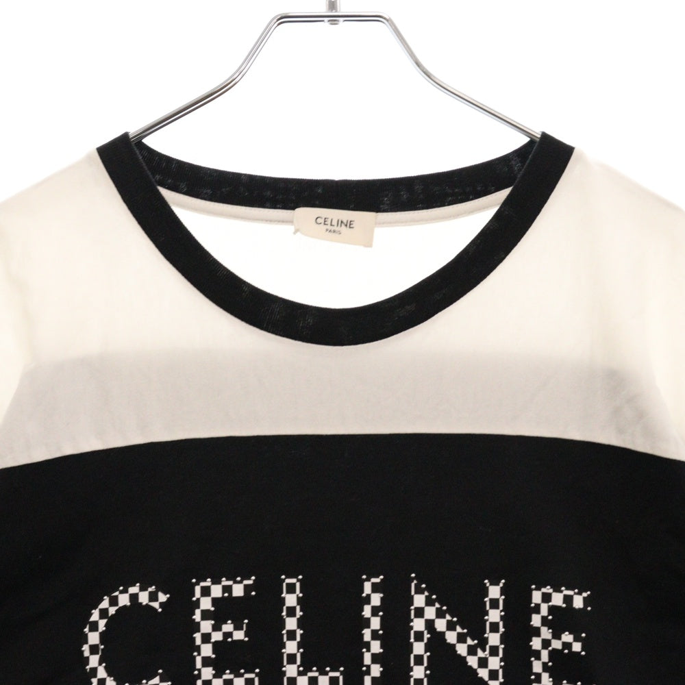CELINE(セリーヌ) 21SS Bicolor Check Print Studs Logo Tee 2X839500O バイカラーチェックプリント スタッズ クルーネック半袖Tシャツカットソー ブラック/ホワイト