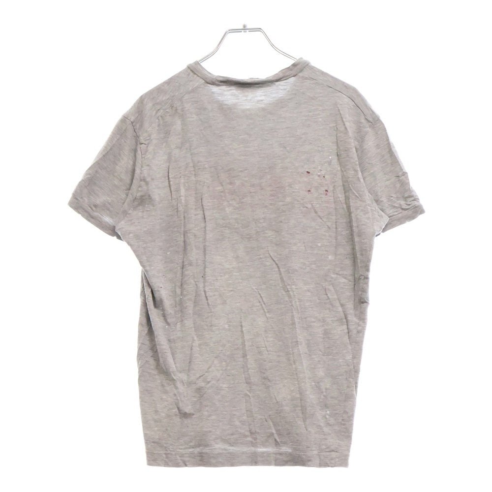 DSQUARED2(ディースクエアード) 18AW ダメージ加工 フロントロゴクルーネック半袖Tシャツカットソー グレー S74GD0432 S22146