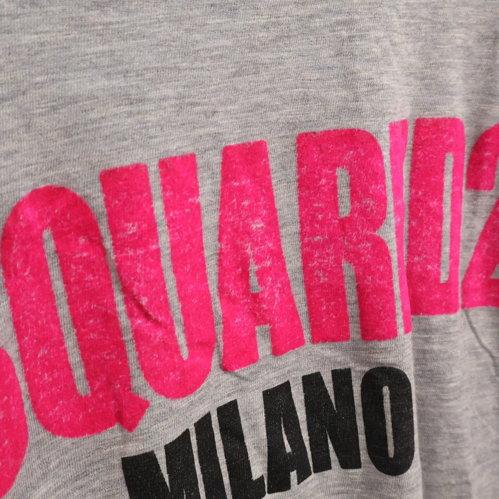 DSQUARED2(ディースクエアード) 18AW ダメージ加工 フロントロゴクルーネック半袖Tシャツカットソー グレー S74GD0432 S22146