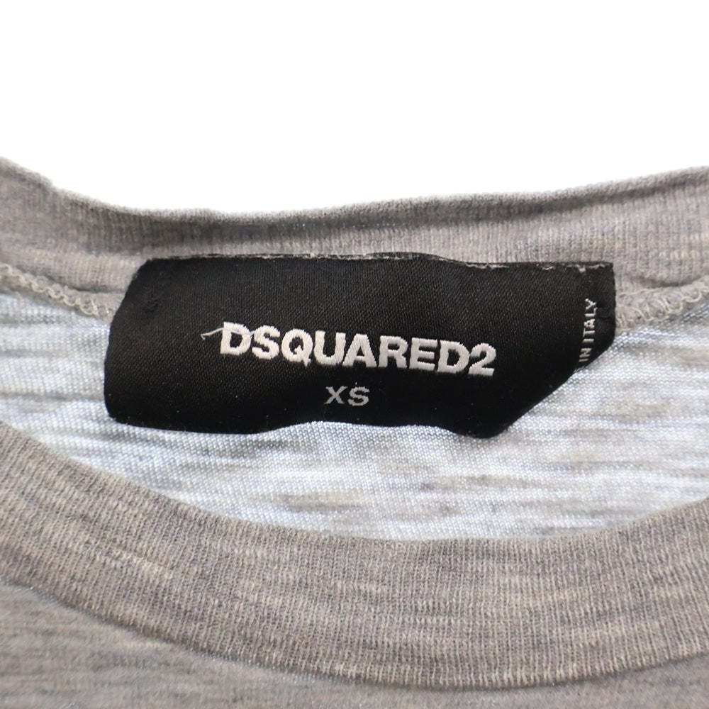 DSQUARED2(ディースクエアード) 18AW ダメージ加工 フロントロゴクルーネック半袖Tシャツカットソー グレー S74GD0432 S22146