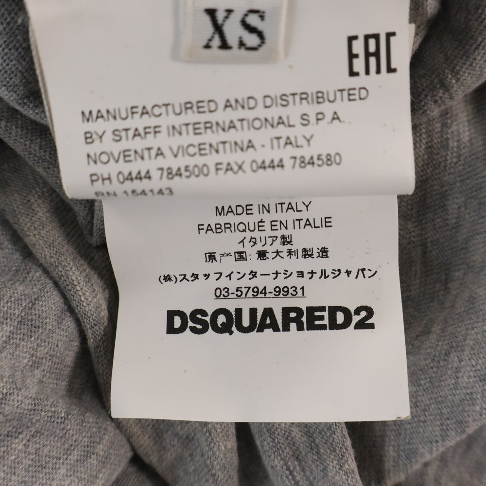 DSQUARED2(ディースクエアード) 18AW ダメージ加工 フロントロゴクルーネック半袖Tシャツカットソー グレー S74GD0432 S22146