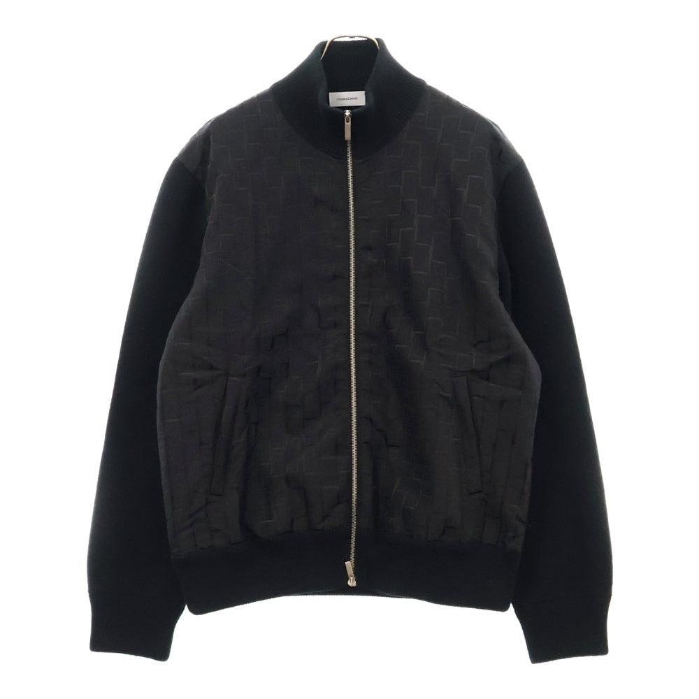 FERRAGAMO(フェラガモ) MONOGRAM RIGHT JACKET モノグラムライトジャケット ジップアップジャケット ブラック 12 2600/0777-001/0780543