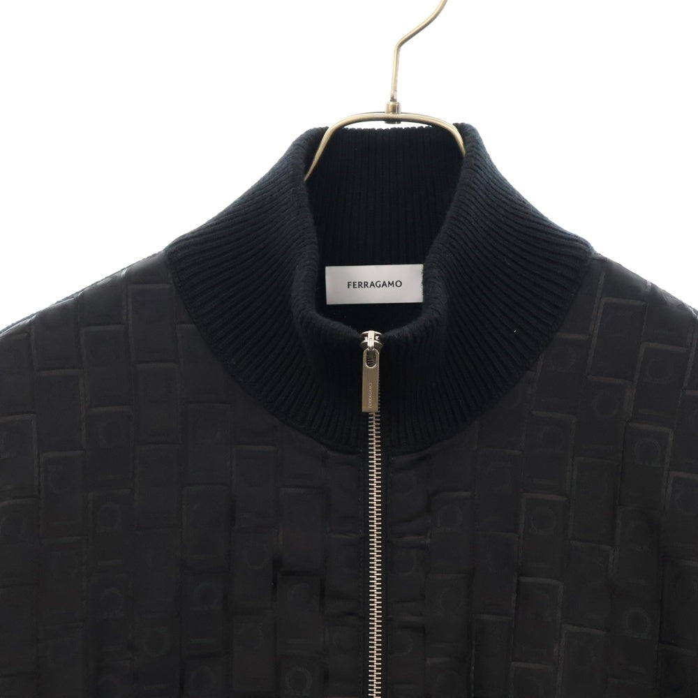 FERRAGAMO(フェラガモ) MONOGRAM RIGHT JACKET モノグラムライトジャケット ジップアップジャケット ブラック 12 2600/0777-001/0780543