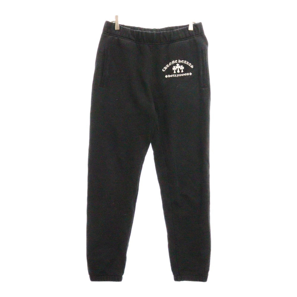 CHROME HEARTS(クロムハーツ) SAILIN Y NOT Cemetery Cross Sweat Pants ワイノットセメタリークロス刺繍 スウェットパンツ ブラック