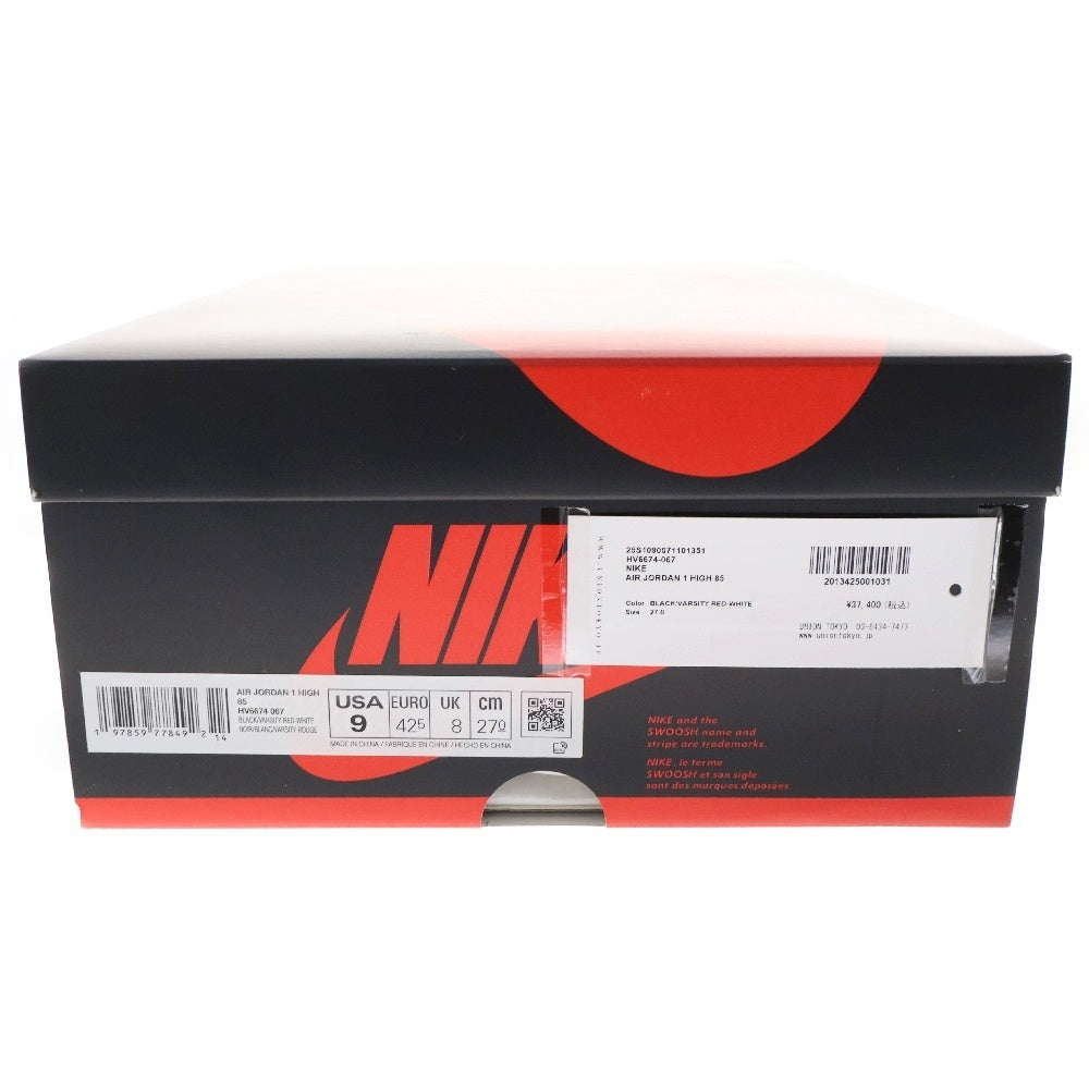NIKE(ナイキ) AIR JORDAN 1 HIGH 85 BRED 2025 HV6674-067 エアジョーダン 1 ブレッド ハイカットスニーカー レッド/ブラック US9/27cm