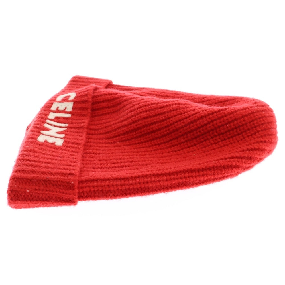 CELINE(セリーヌ) Embroidery Logo Kinit Beanie 2A25R423P エンブロイダリー ロゴ ウール ニット帽 ビーニー レッド