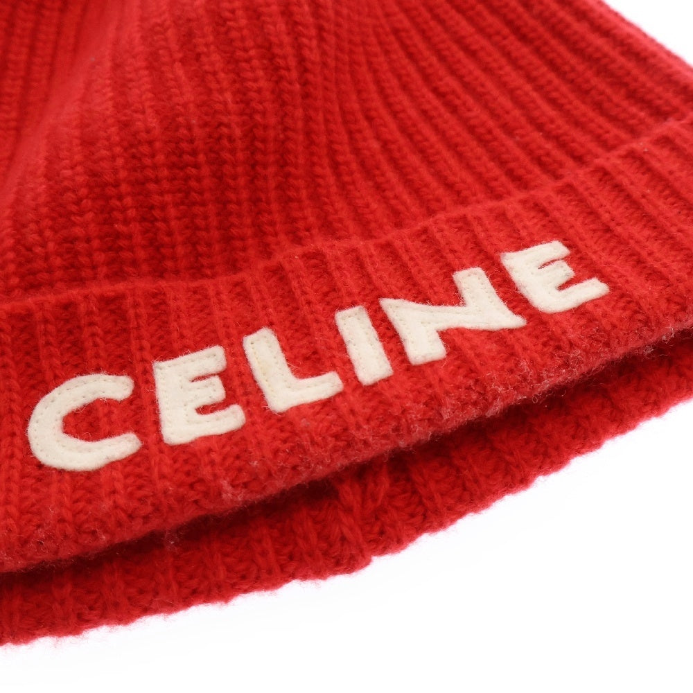 CELINE(セリーヌ) Embroidery Logo Kinit Beanie 2A25R423P エンブロイダリー ロゴ ウール ニット帽 ビーニー レッド