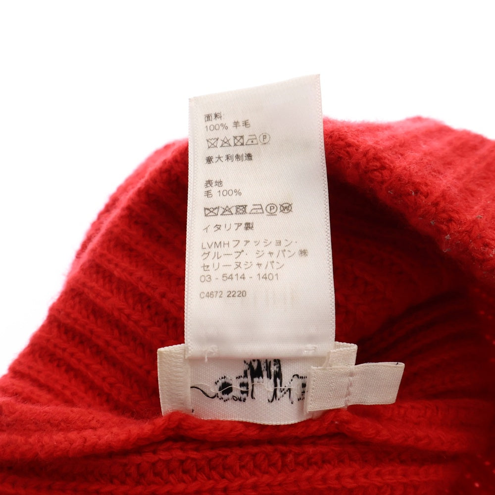 CELINE(セリーヌ) Embroidery Logo Kinit Beanie 2A25R423P エンブロイダリー ロゴ ウール ニット帽 ビーニー レッド