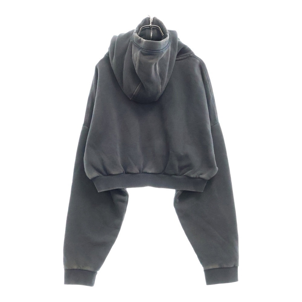 entire studios(エンタイア スタジオ) CROPPED FULL ZIP クロップドフルジップアップパーカー フーディー ユーズド加工 ブラック ES2156 レディース