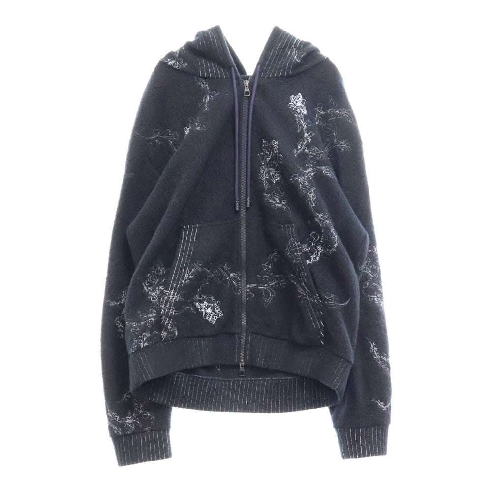 LOUIS VUITTON(ルイヴィトン) 20AW フラワー刺繍ジップアップパーカー フーディー ネイビー RM202 XJB HJY83W