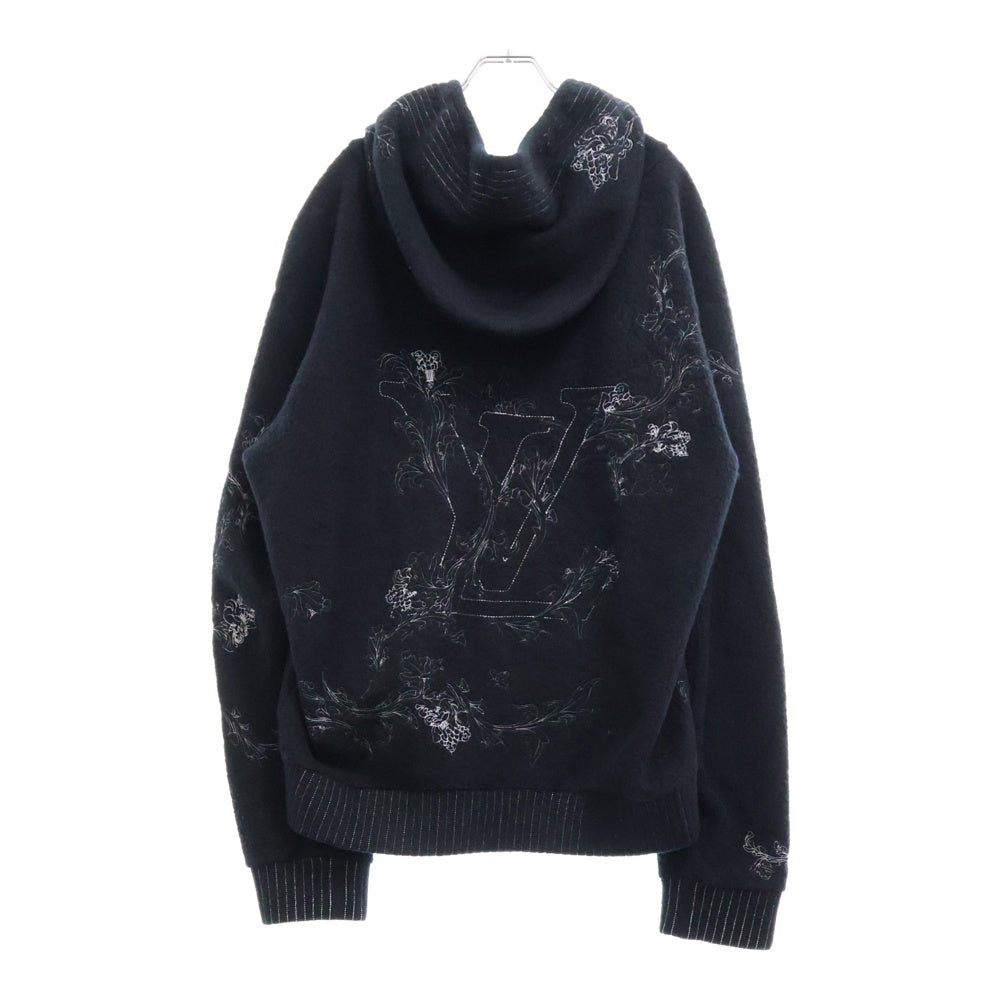 LOUIS VUITTON(ルイヴィトン) 20AW フラワー刺繍ジップアップパーカー フーディー ネイビー RM202 XJB HJY83W