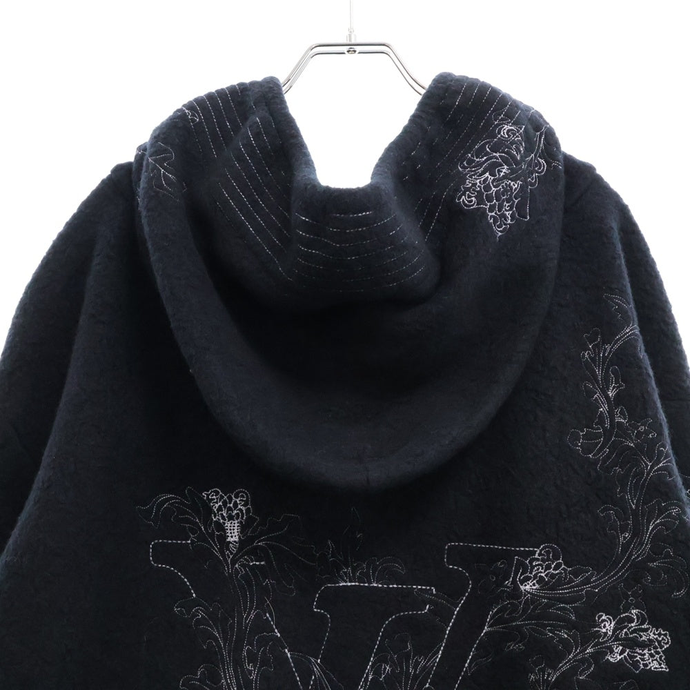 LOUIS VUITTON(ルイヴィトン) 20AW フラワー刺繍ジップアップパーカー フーディー ネイビー RM202 XJB HJY83W