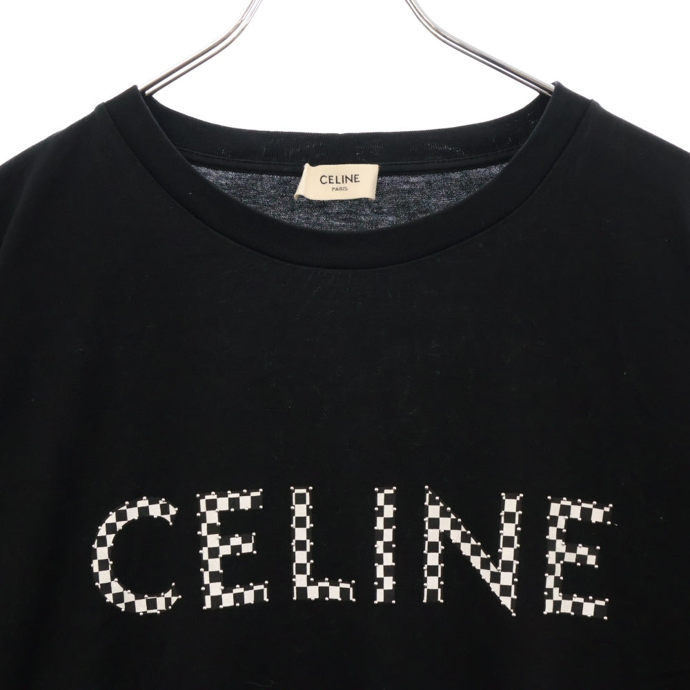 CELINE(セリーヌ) 21AW チェッカースタッズロゴ半袖カットソー 半袖Tシャツ ブラック 2X800501F
