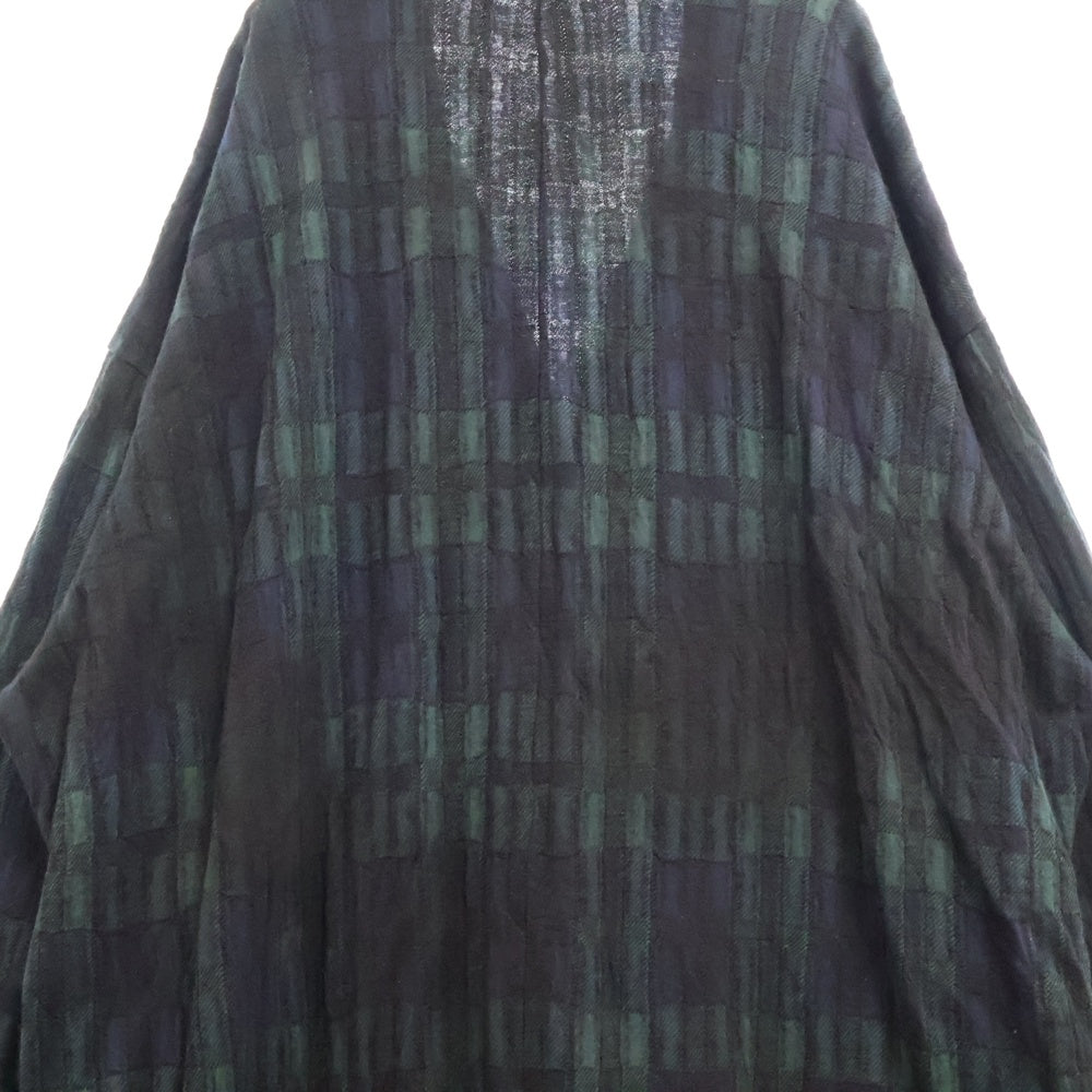 Yohji Yamamoto POUR HOMME(ヨウジヤマモト プールオム) ムラ染め チェックコート ロングコート グリーン/ネイビー H0-T74-177